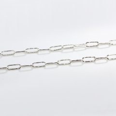 925 Sterling Silver Hammered Paperclip Chain