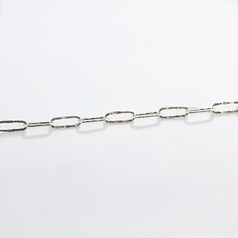 925 Sterling Silver Hammered Paperclip Chain