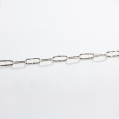 925 Sterling Silver Hammered Paperclip Chain