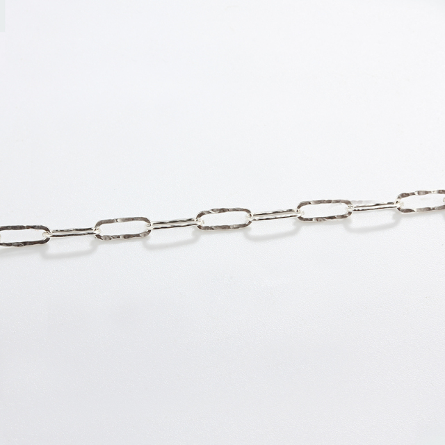 925 Sterling Silver Hammered Paperclip Chain