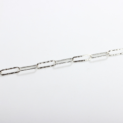 925 Sterling Silver Hammered Paperclip Chain