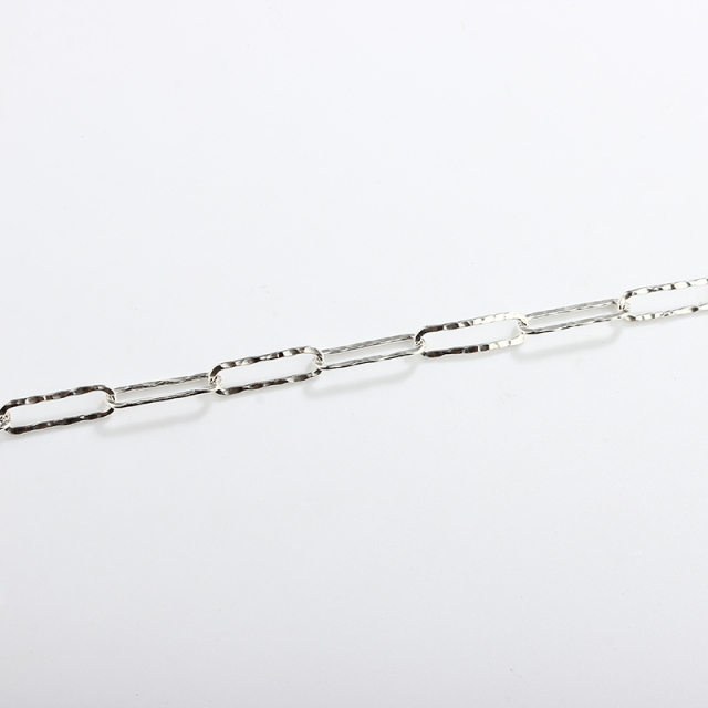 925 Sterling Silver Hammered Paperclip Chain