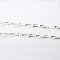 925 Sterling Silver Hammered Paperclip Chain