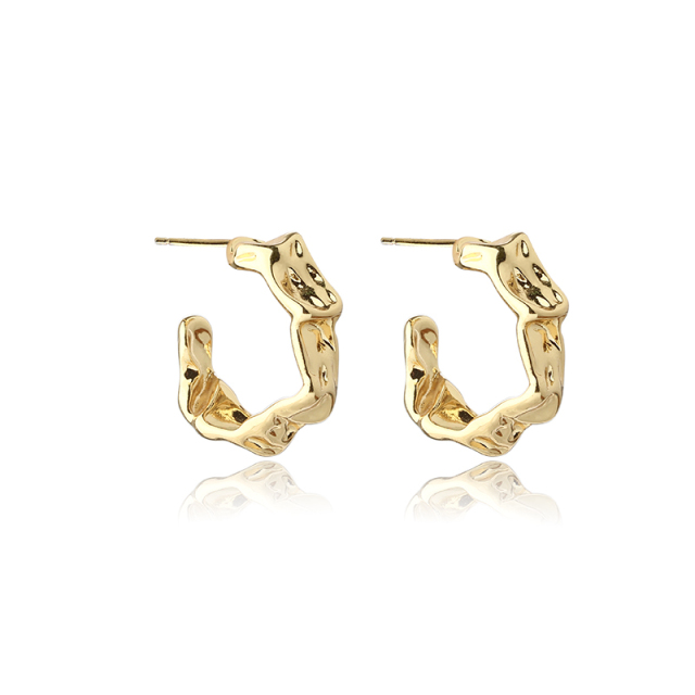 Gold-Tone Brass Organic Molten Hoop Earrings