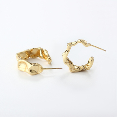 Gold-Tone Brass Organic Molten Hoop Earrings