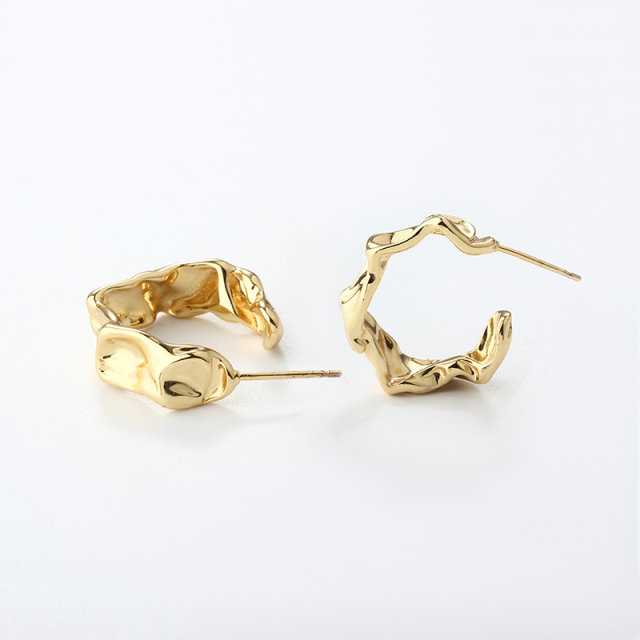 Gold-Tone Brass Organic Molten Hoop Earrings