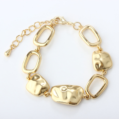 Gold-Tone Metal Three Colourful Beads Woven Bracelet