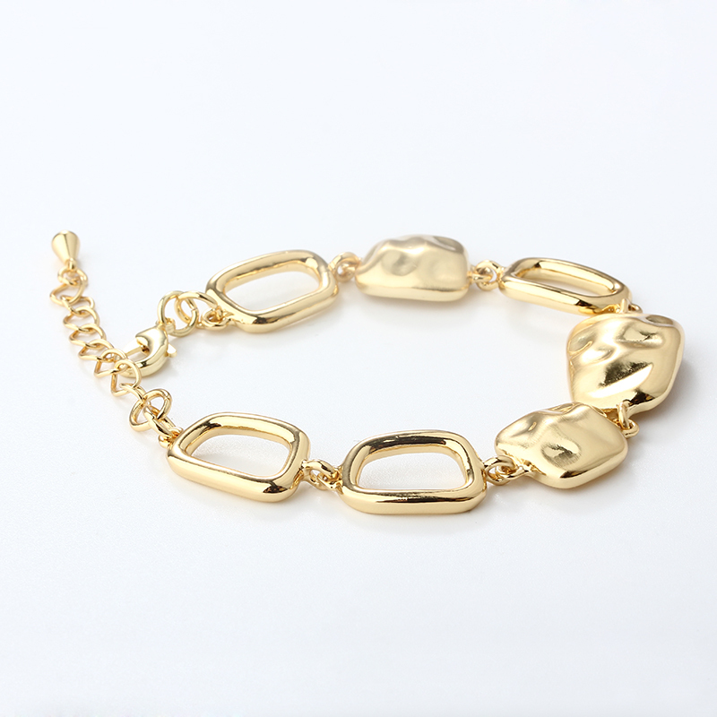 Gold-Tone Metal Three Colourful Beads Woven Bracelet