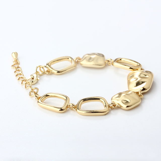 Gold-Tone Metal Three Colourful Beads Woven Bracelet