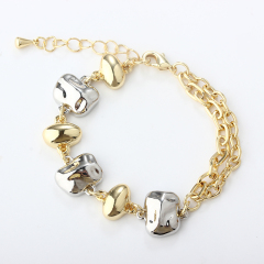 Two Tones Color  Metal Hammered Surface Irregular Geometry Bracelet