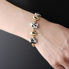 Two Tones Color  Metal Hammered Surface Irregular Geometry Bracelet