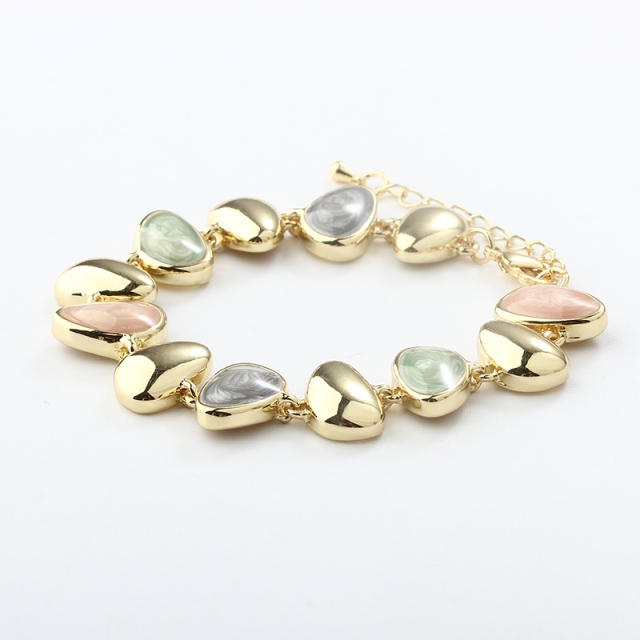 Gold-Tone Metal Colourful and Irregular Bead Bracelet