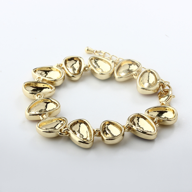 Gold-Tone Metal Colourful and Irregular Bead Bracelet
