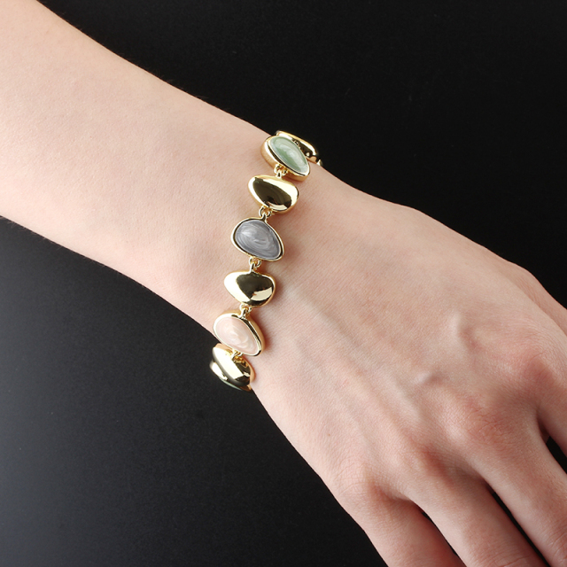 Gold-Tone Metal Colourful and Irregular Bead Bracelet