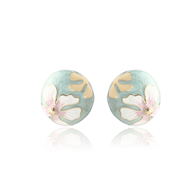 Gold-Tone Boho Style Floral Metal Earring Studs