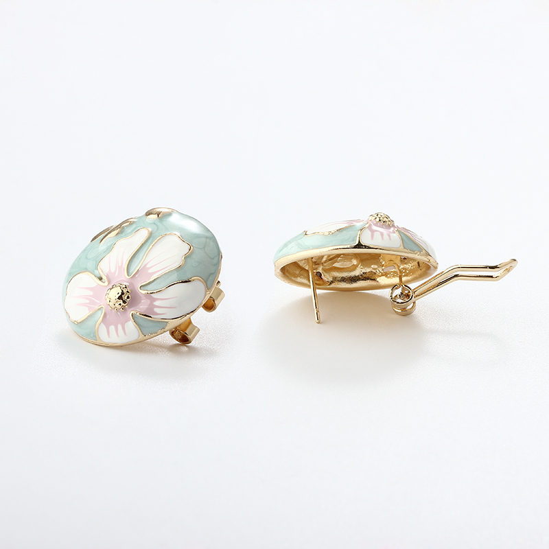 Gold-Tone Boho Style Floral Metal Earring Studs