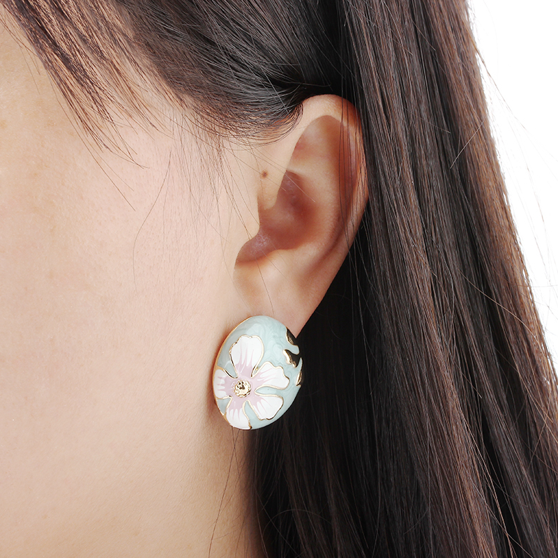 Gold-Tone Boho Style Floral Metal Earring Studs