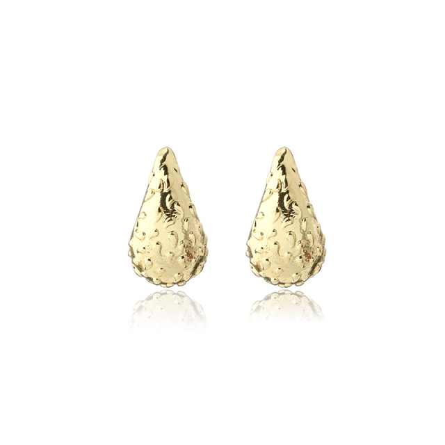 Gold-Tone Metal Drop Shape Earring Studs