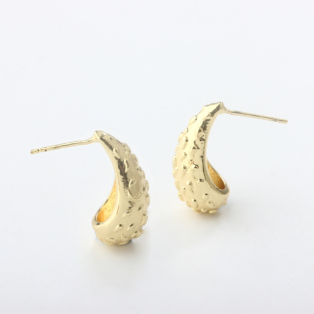 Gold-Tone Metal Drop Shape Earring Studs