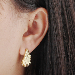 Gold-Tone Metal Drop Shape Earring Studs