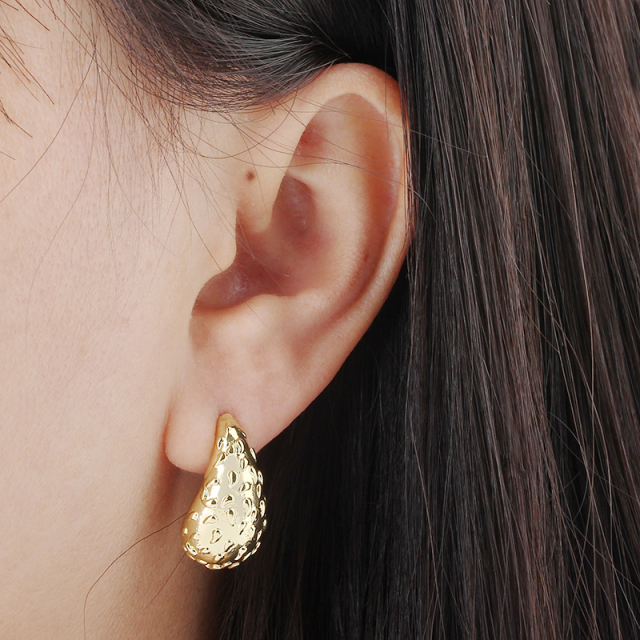 Gold-Tone Metal Drop Shape Earring Studs