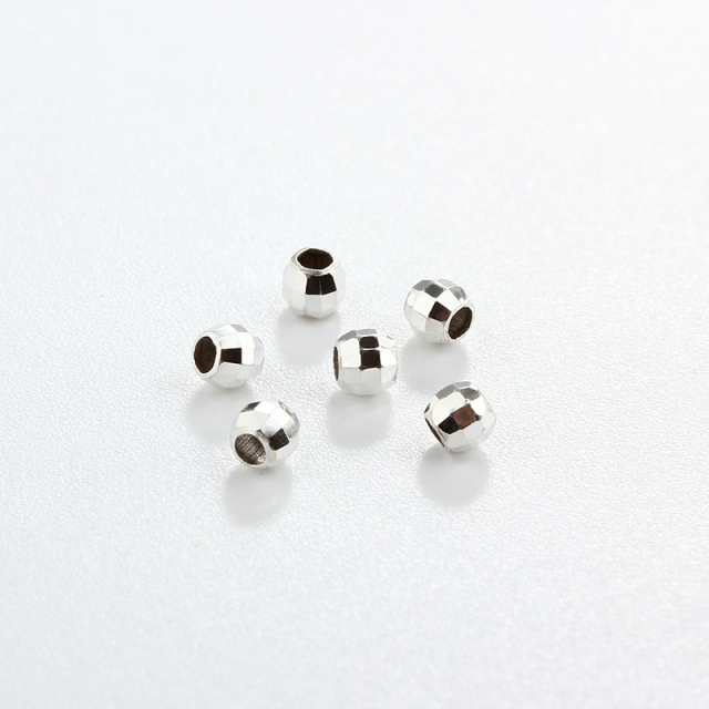 925 Sterling Silver Faceted Ball Spacer Beads