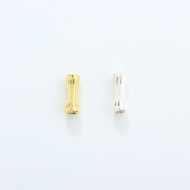 925 Sterling Silver Textured Bamboo Tube Beads