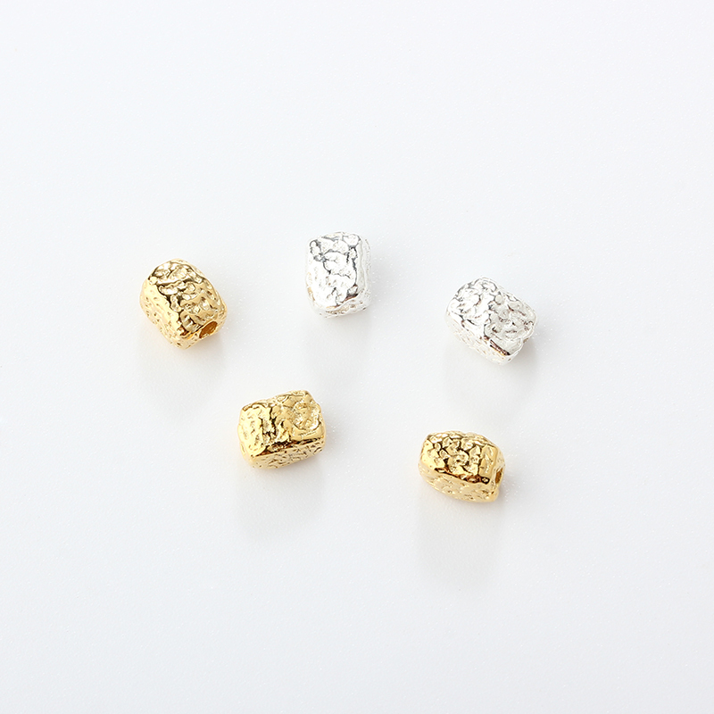 925 Sterling Silver Textured / Hammered Barrel Beads