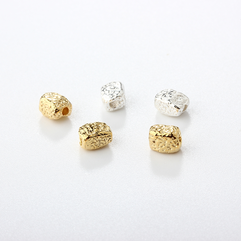 925 Sterling Silver Textured / Hammered Barrel Beads