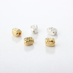 925 Sterling Silver Textured / Hammered Barrel Beads