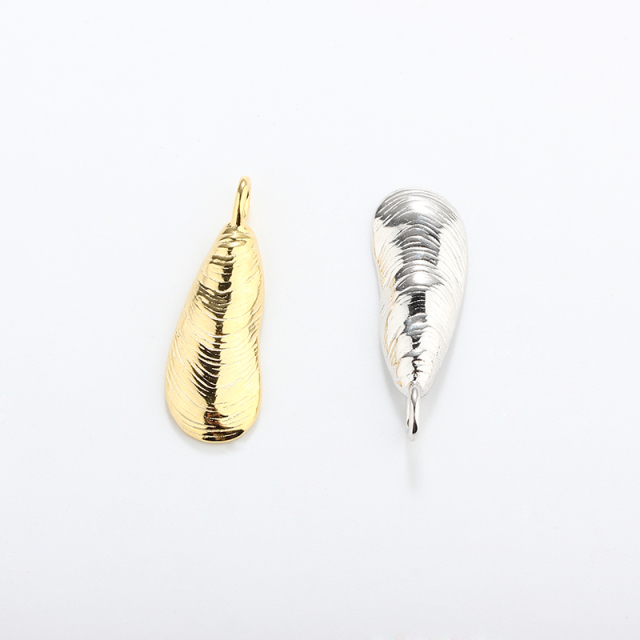 925 Sterling Silver Ocean Long Shell Conch Charm