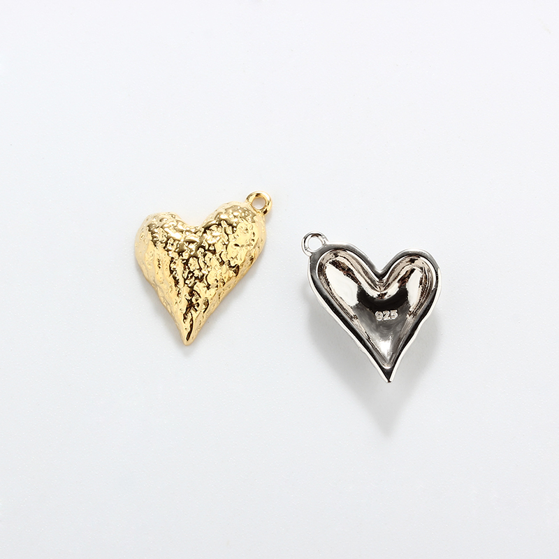 925 Sterling Silver Heart Hammered Charm