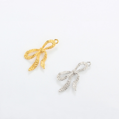 925 Sterling Silver Hammered Bow Knot Charm