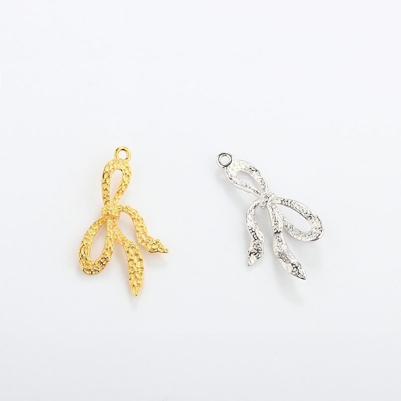 925 Sterling Silver Hammered Bow Knot Charm