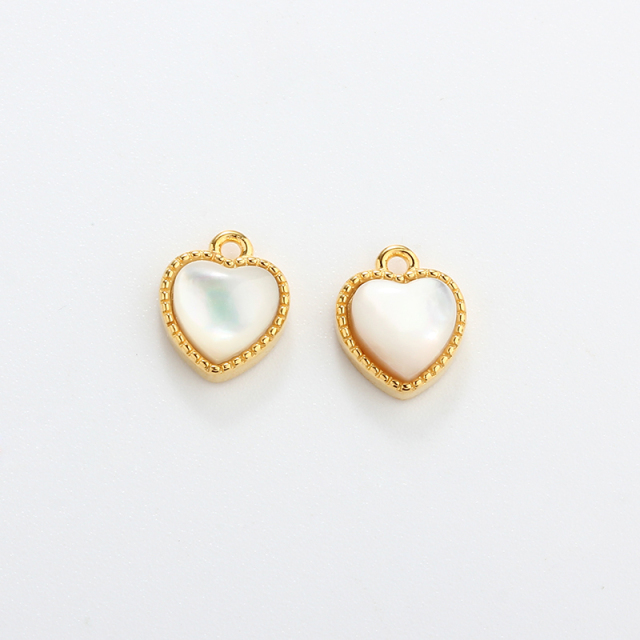 925 Sterling Silver Heart Mother Shell Charm