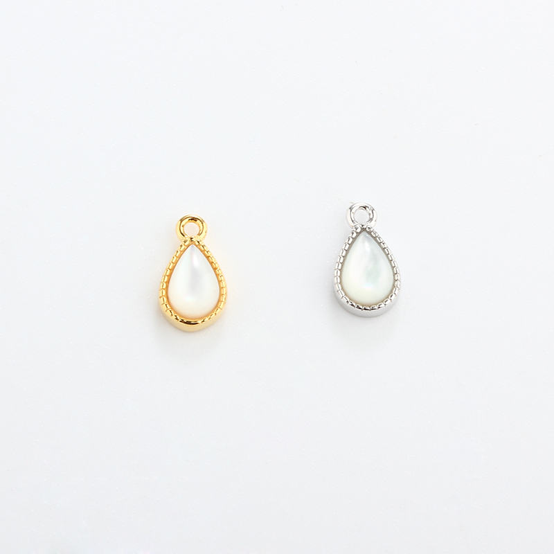 925 Sterling Silver 4*6mm Drop White Mother Pearl Charm