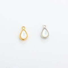 925 Sterling Silver 4*6mm Drop White Mother Pearl Charm