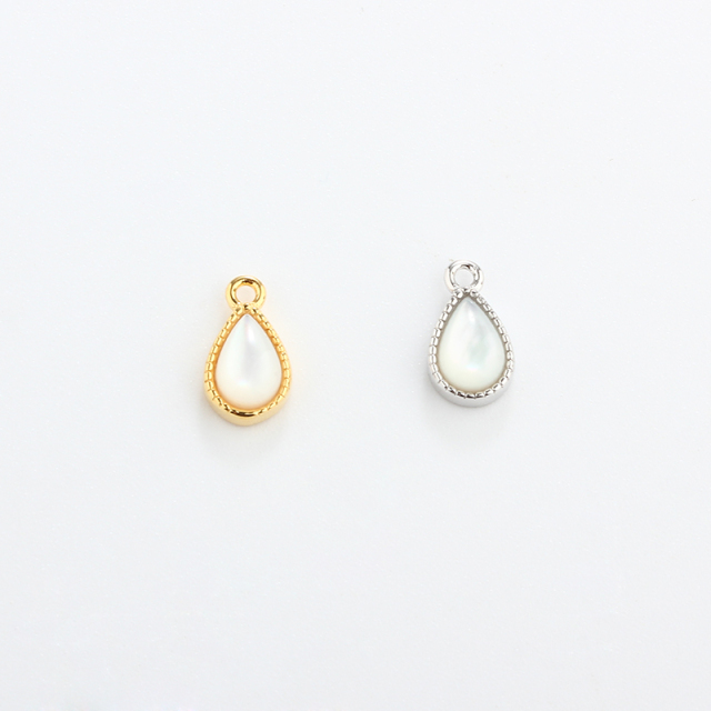 925 Sterling Silver 4*6mm Drop White Mother Pearl Charm