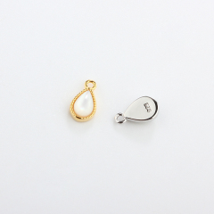 925 Sterling Silver 4*6mm Drop White Mother Pearl Charm