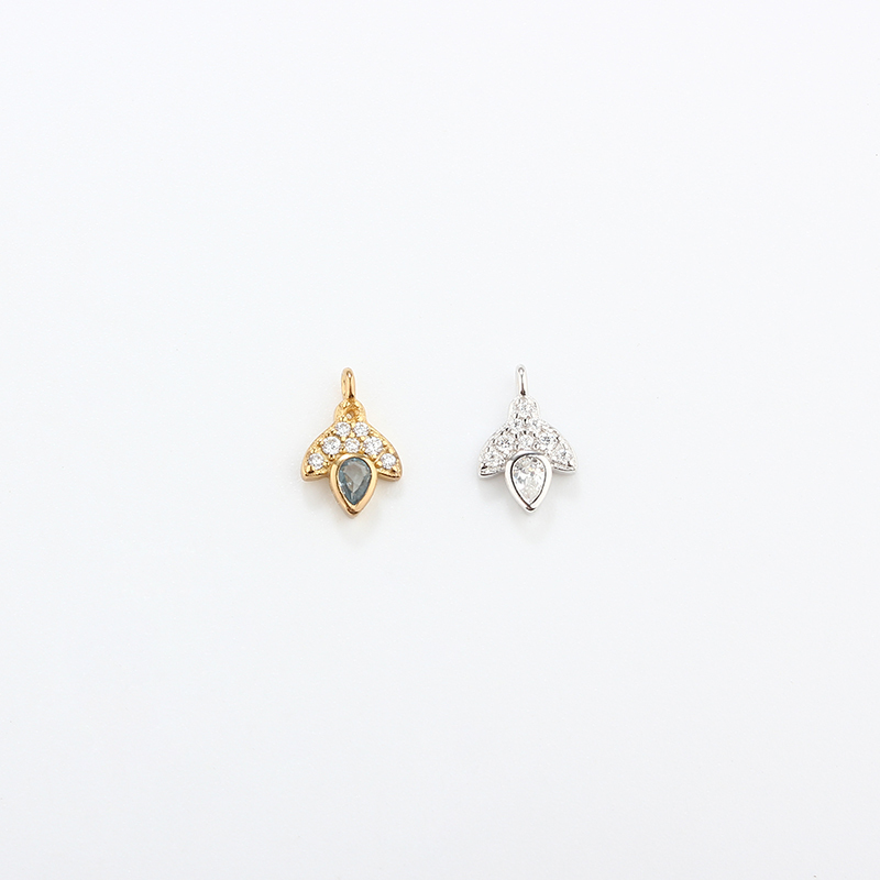 925 Sterling Silver CZ Leaf Charm