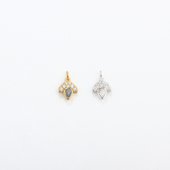 925 Sterling Silver CZ Leaf Charm