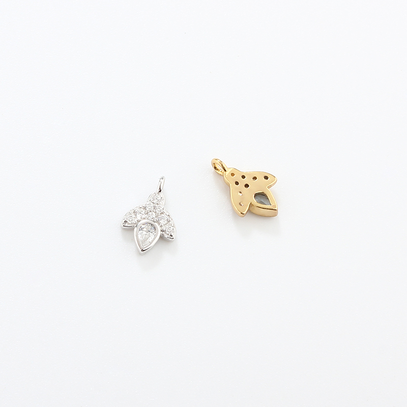 925 Sterling Silver CZ Leaf Charm