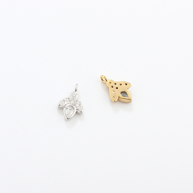 925 Sterling Silver CZ Leaf Charm