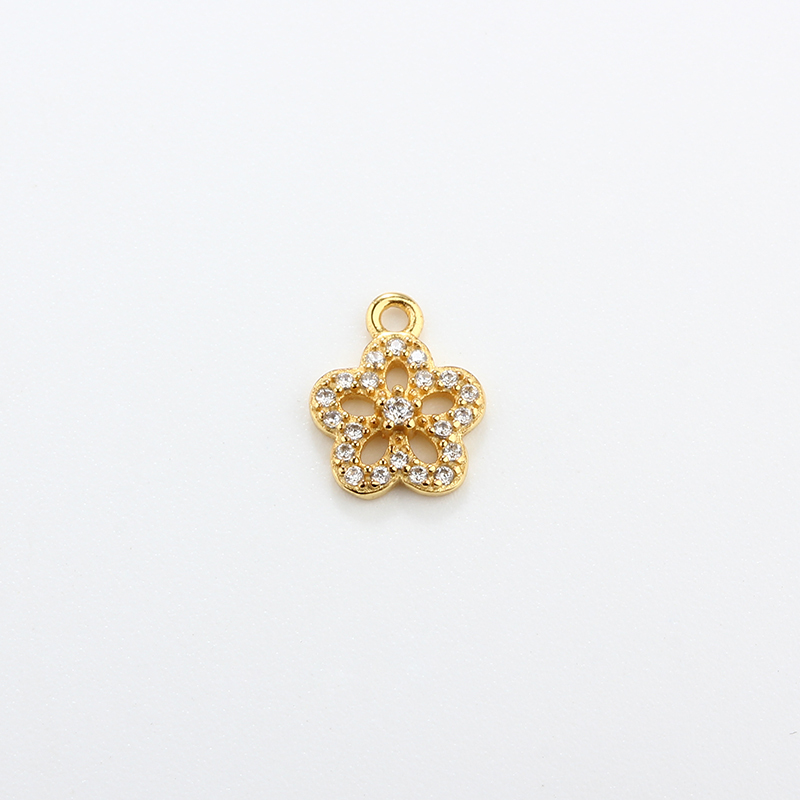 925 Sterling Silver CZ Flower Charm