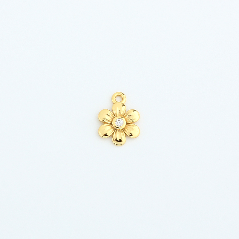 925 Sterling Silver 7mm Flower CZ Charm