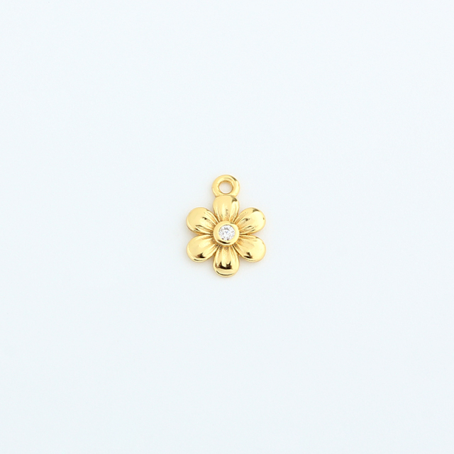 925 Sterling Silver 7mm Flower CZ Charm