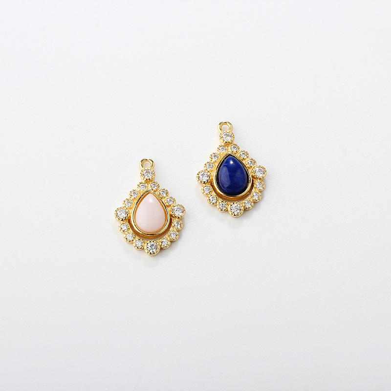 925 Sterling Silver Drop Gemstone Charm