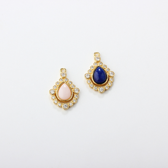 925 Sterling Silver Drop Gemstone Charm