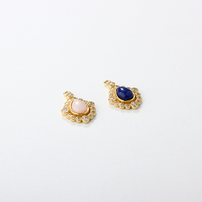 925 Sterling Silver Drop Gemstone Charm