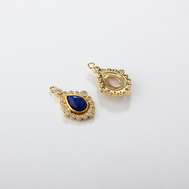 925 Sterling Silver Drop Gemstone Charm